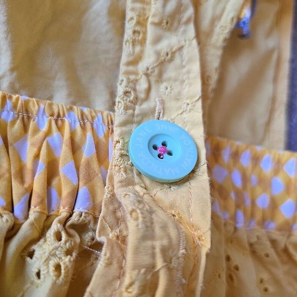 Matilda Jane SPLENDID SUNSHINE PINAFORE Dress 8 Yellow Eyelet Daydream Goldilock - Picture 9 of 10